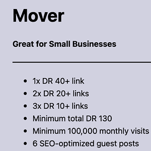 Mover Link Building package