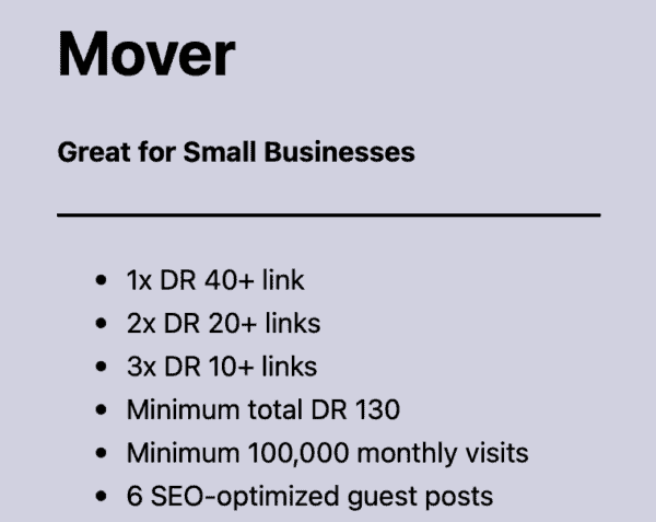 Mover Link Building package