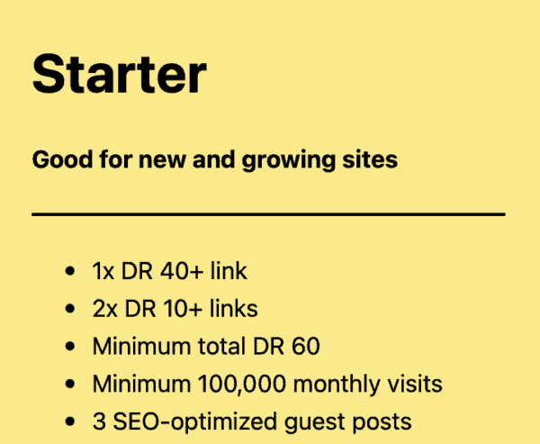 Starter Link Building package